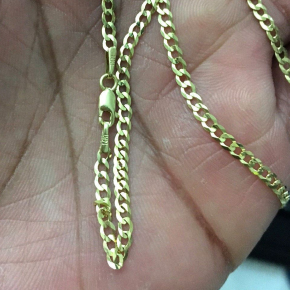 14k Solid Gold Cuban Curb Link Chain 3.6mm 20" - Picture 5 of 5
